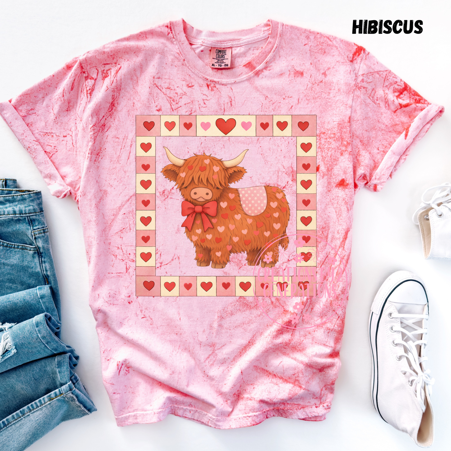 HIGHLAND COW VALENTINE QUILT SQUARE