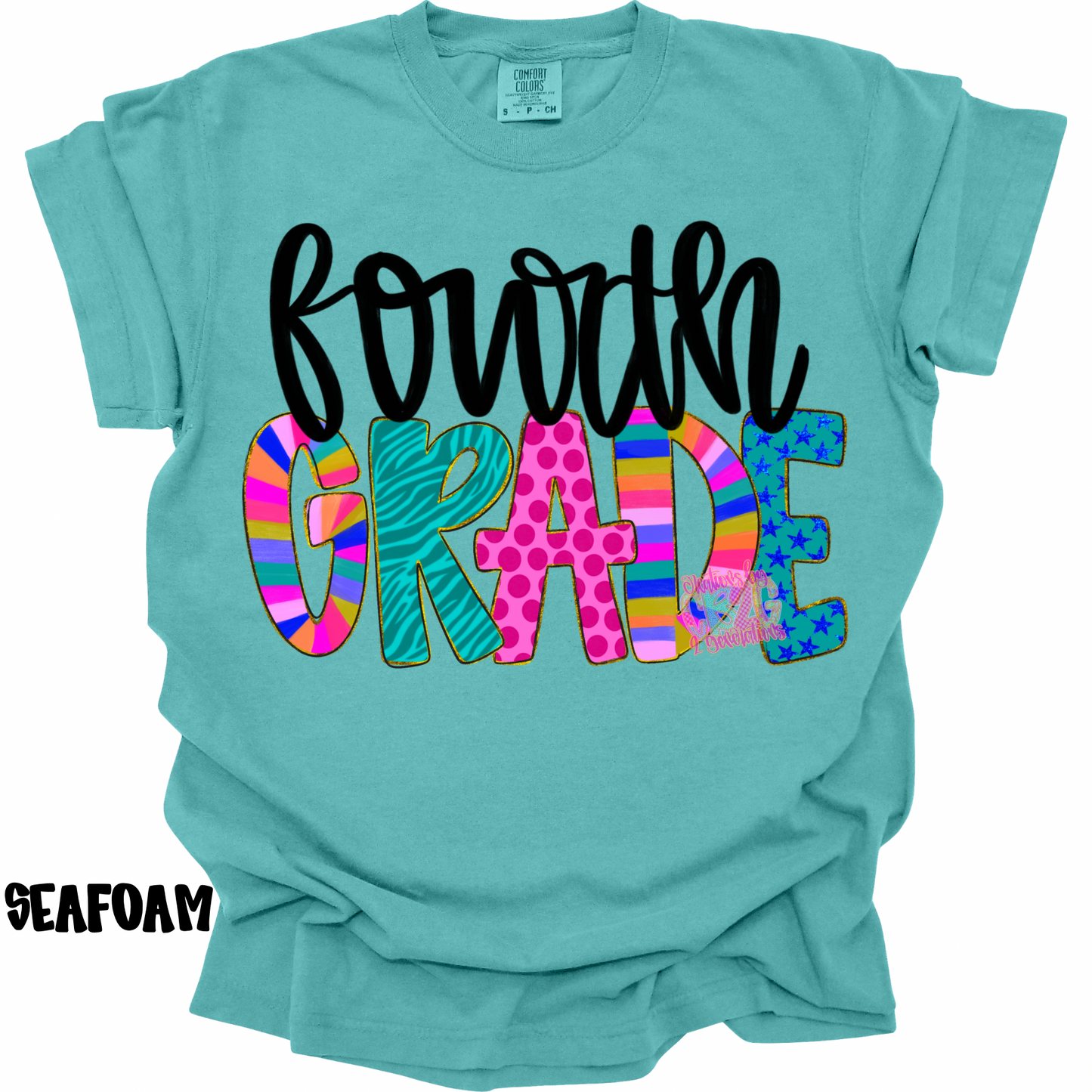 FOURTH GRADE COLORFUL PATTERNS BLACK CURSIVE PREORDER (YOUTH)
