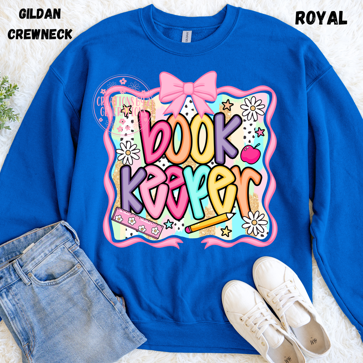 BOOK KEEPER WITH BOW AROUND IT SWEATSHIRT PREORDER
