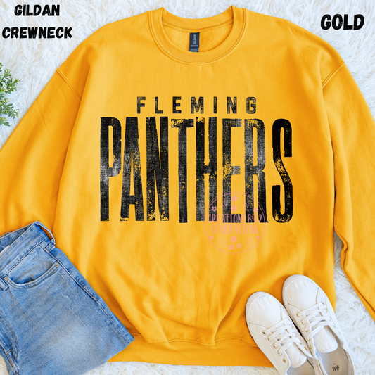 FLEMING PANTHERS DISTRESSED BLACK SWEATSHIRT