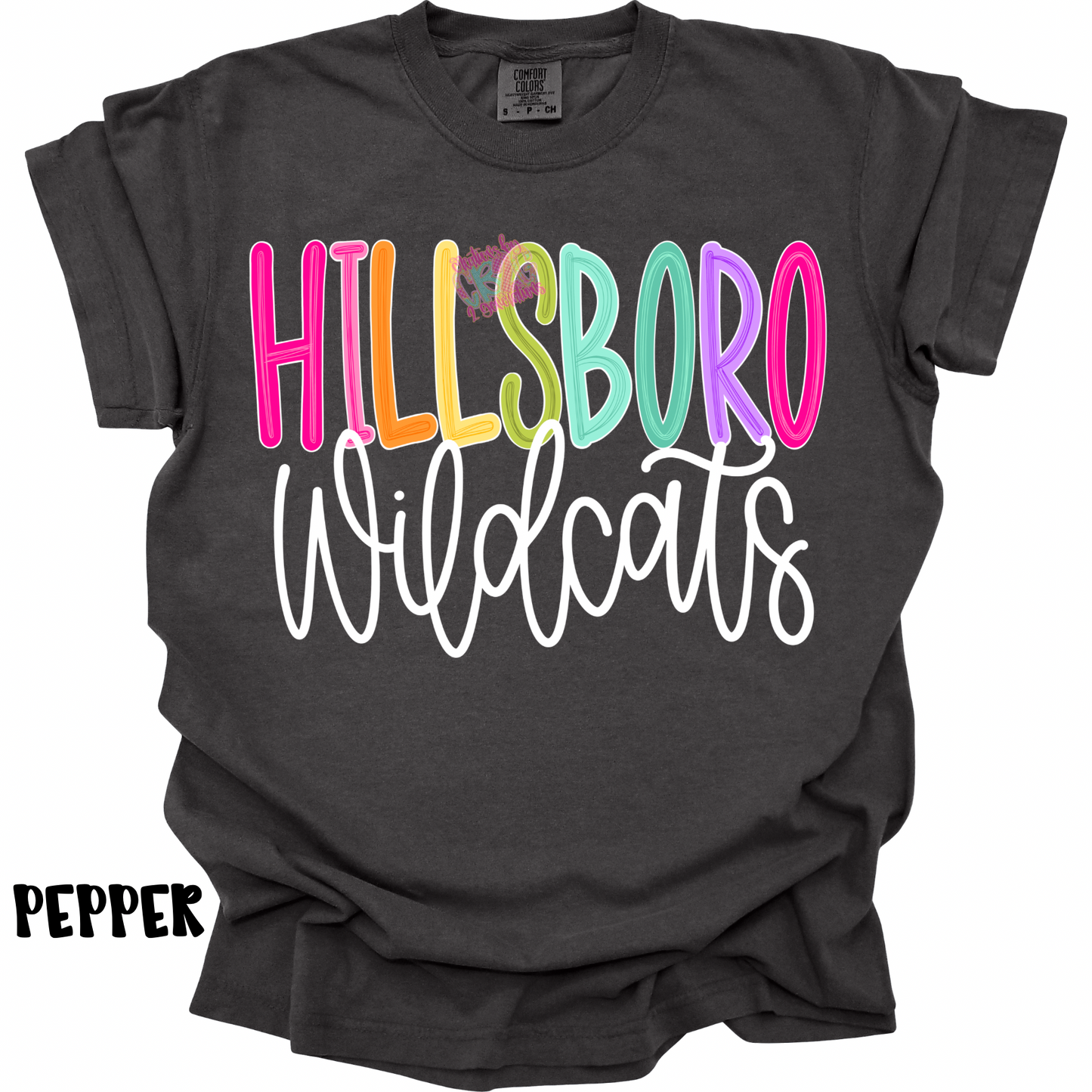 HILLSBORO WILDCATS COLOR POP WITH WHITE CURSIVE PREORDER