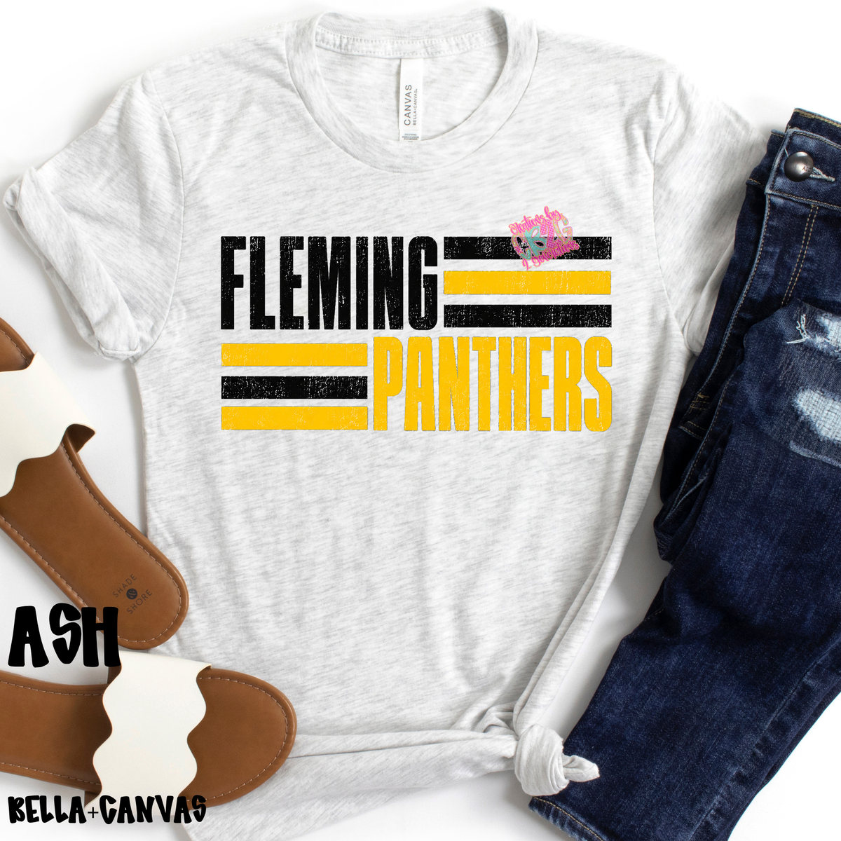 FLEMING PANTHERS BLACK GOLD STRIPES BELLA+CANVAS PREORDER