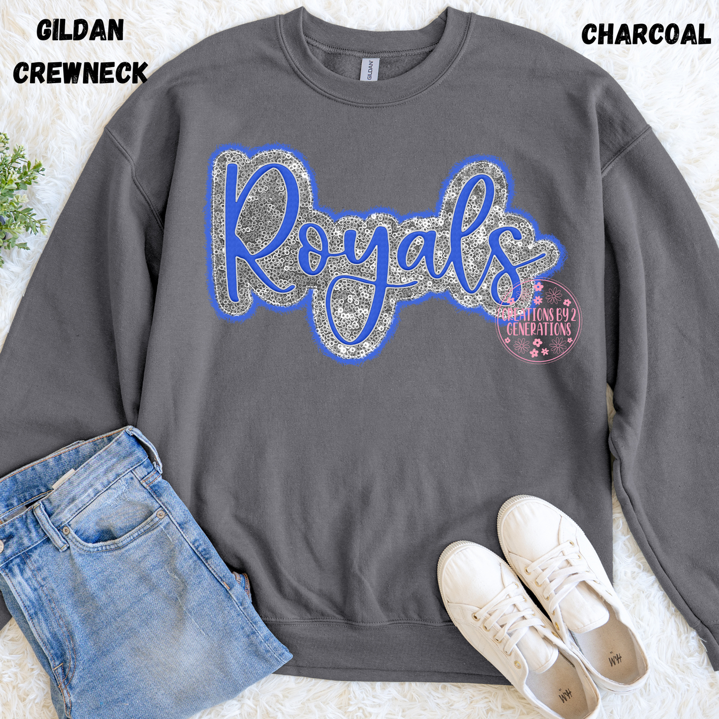 ROYALS CURSIVE FAUX SEQUINS SWEATSHIRT PREORDER