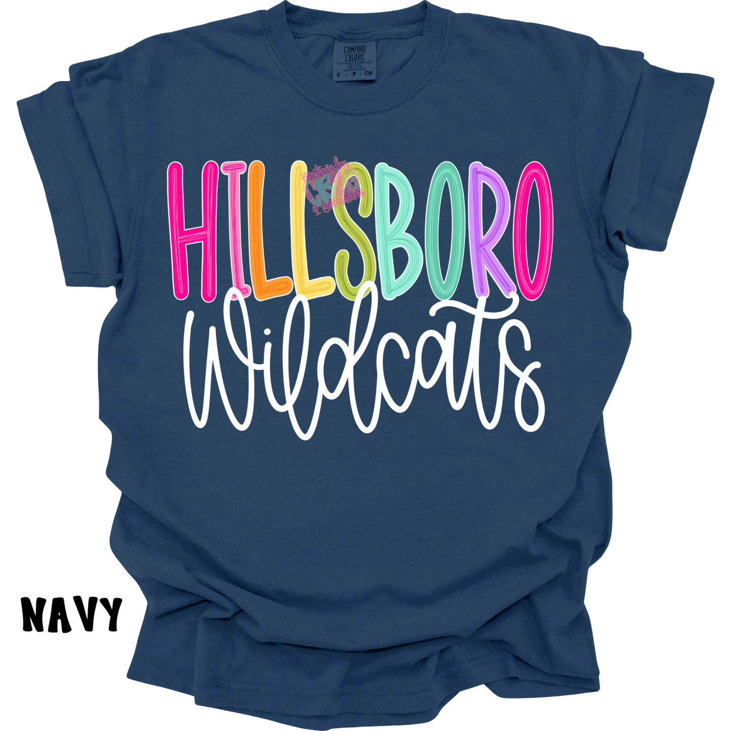HILLSBORO WILDCATS COLOR POP WITH WHITE CURSIVE PREORDER