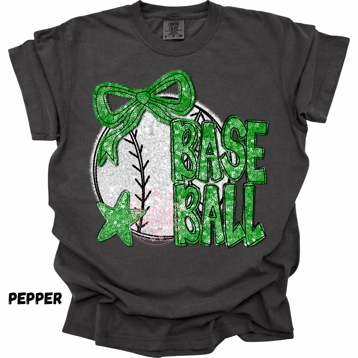 GREEN BASEBALL FAUX SEQUINS PREORDER