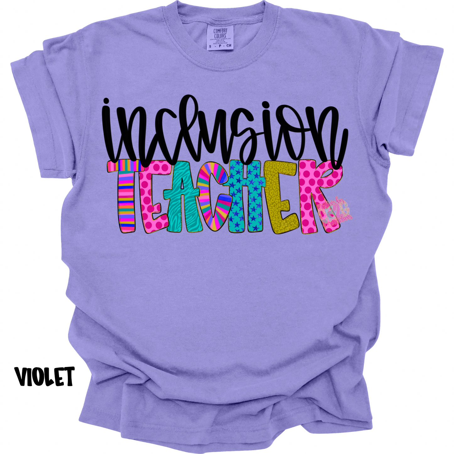 INCLUSION TEACHER COLORFUL PATTERNS BLACK CURSIVE PREORDER