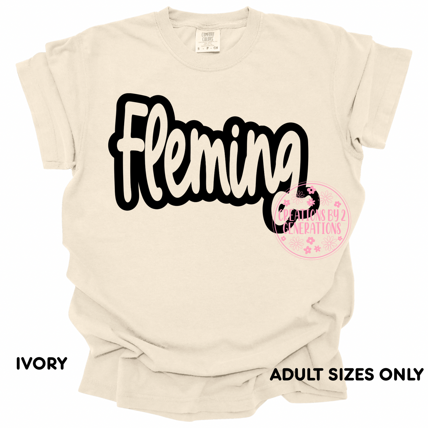 FLEMING BLACK CURSIVE OUTLINE PREORDER