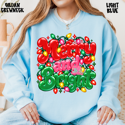 MERRY AND BRIGHT WITH LIGHTS SWEATSHIRT PREORDER