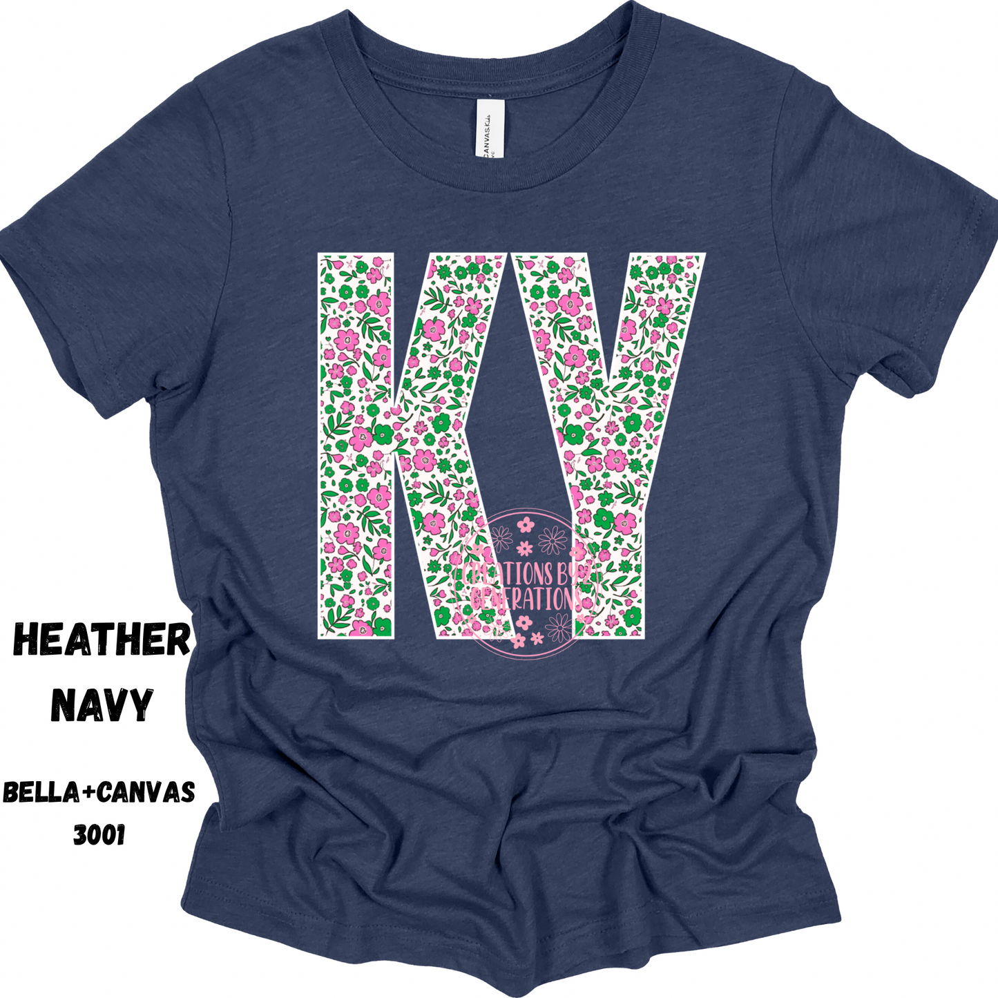 KY PINK GREEN FLORAL BELLA+CANVAS SS
