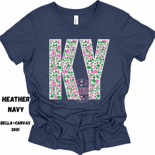 KY PINK GREEN FLORAL BELLA+CANVAS SS