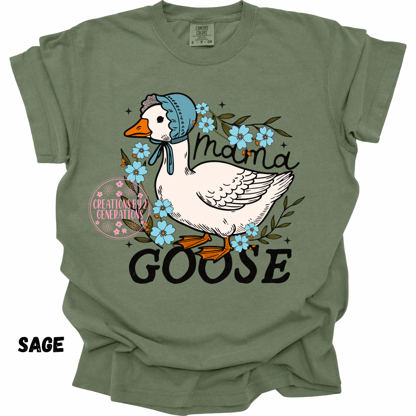 MAMA GOOSE WITH BLUE FLOWERS PREORDER