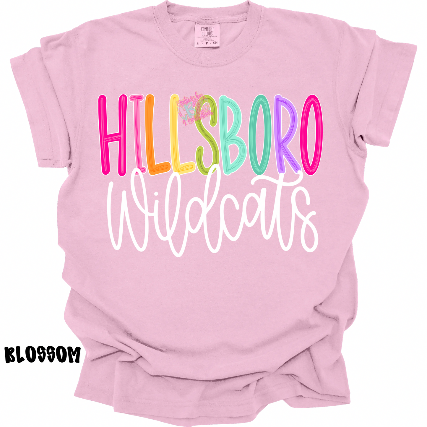 HILLSBORO WILDCATS COLOR POP WITH WHITE CURSIVE PREORDER
