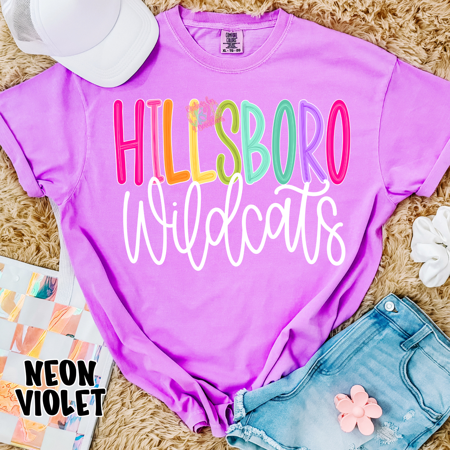 HILLSBORO WILDCATS COLOR POP WITH WHITE CURSIVE PREORDER