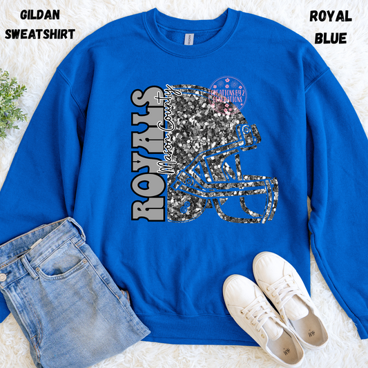ROYALS FAUX SEQUINS FOOTBALL HELMET SWEATSHIRT PREORDER (YOUTH)