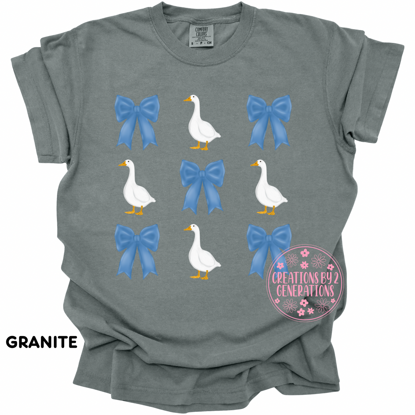 GEESE WITH BLUE BOW PRINT