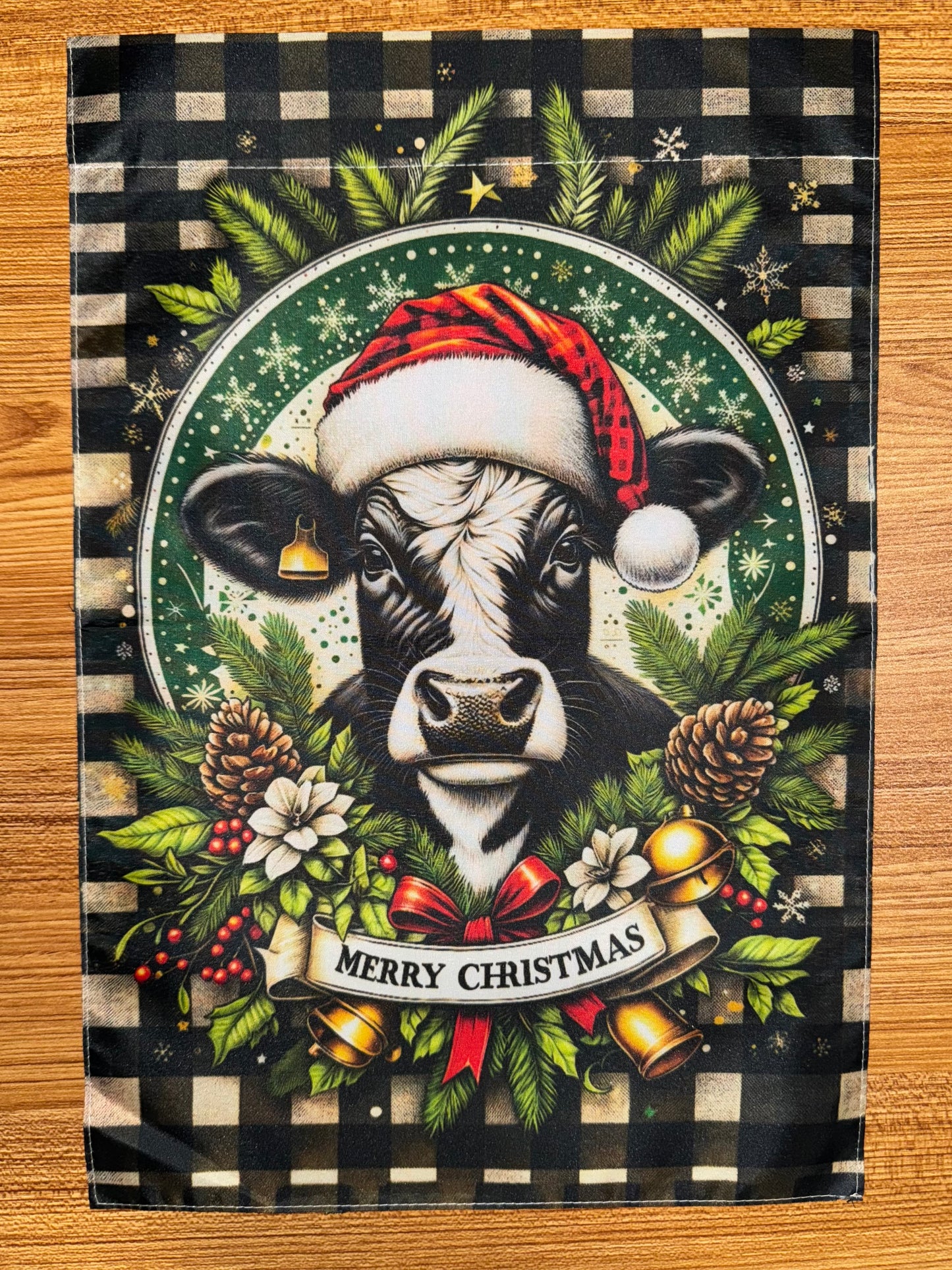 MERRY CHRISTMAS COW FLAG
