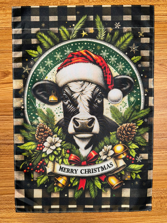 MERRY CHRISTMAS COW FLAG