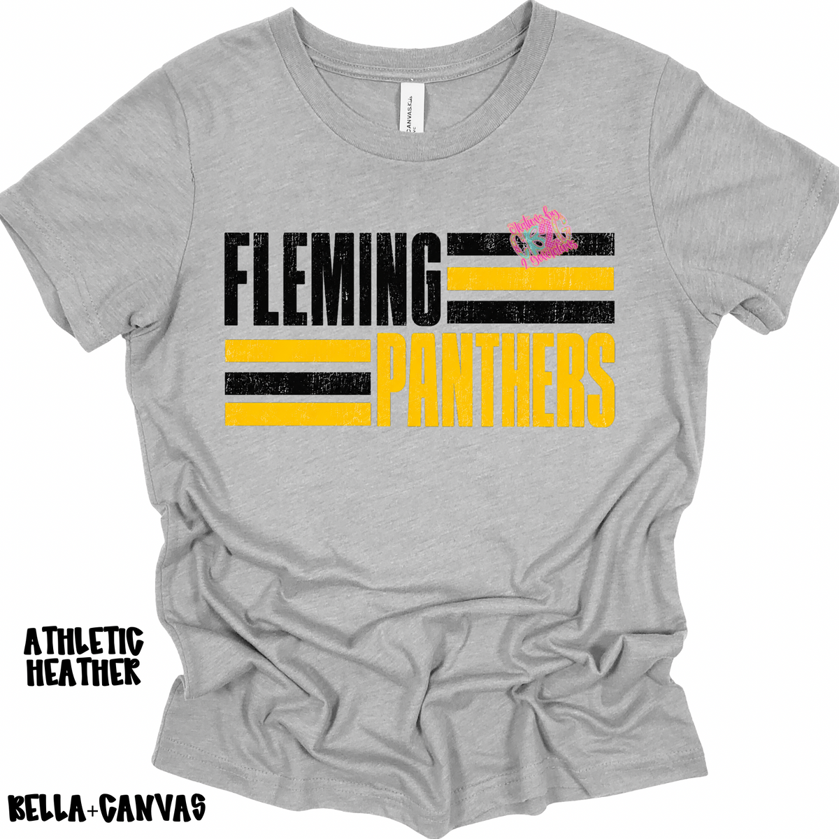 FLEMING PANTHERS BLACK GOLD STRIPES BELLA+CANVAS PREORDER