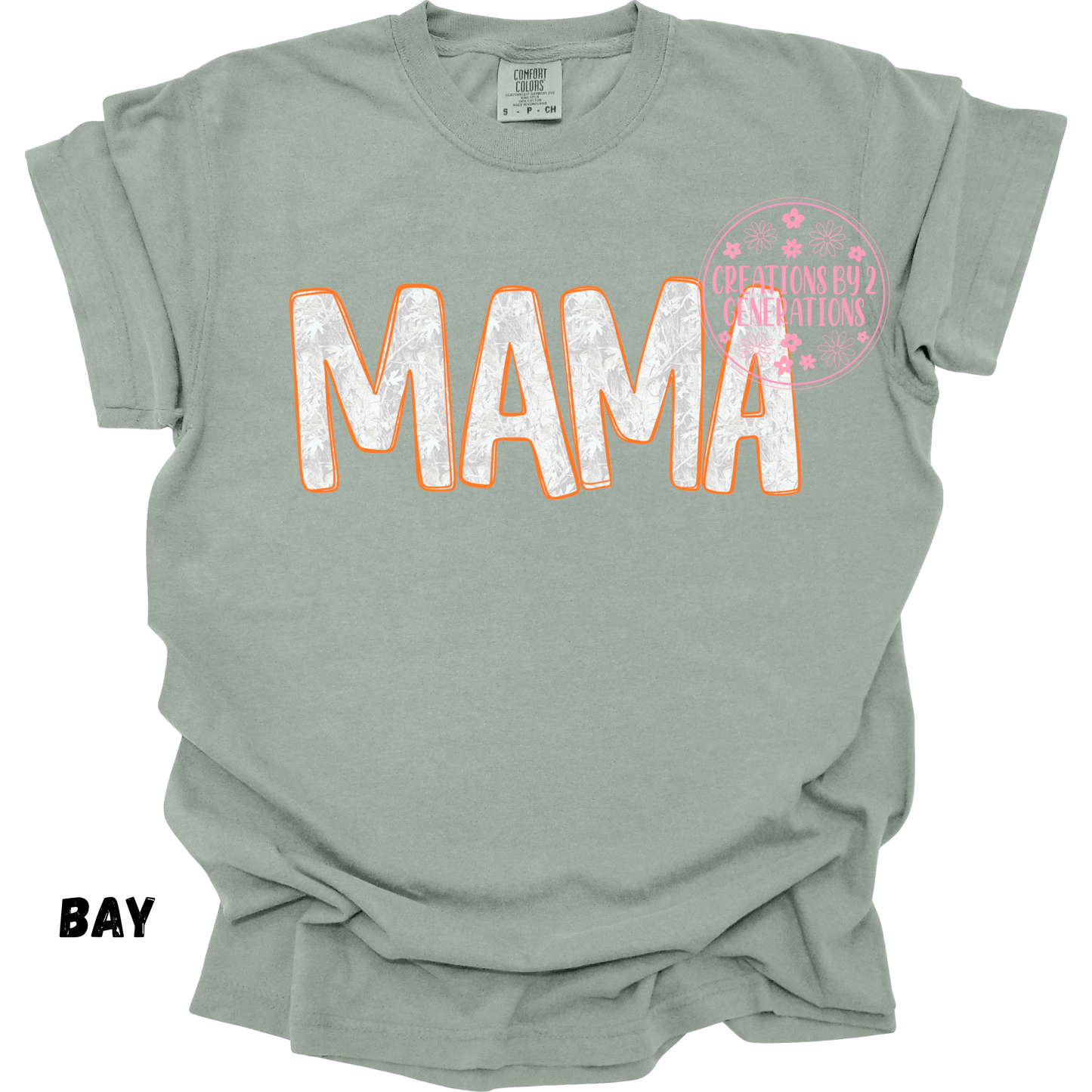 MAMA WHITE CAMO WITH ORANGE OUTLINE