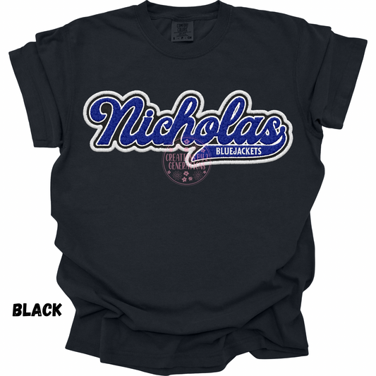 NICHOLAS BLUE JACKETS FAUX EMBROIDERY PREORDER (YOUTH)