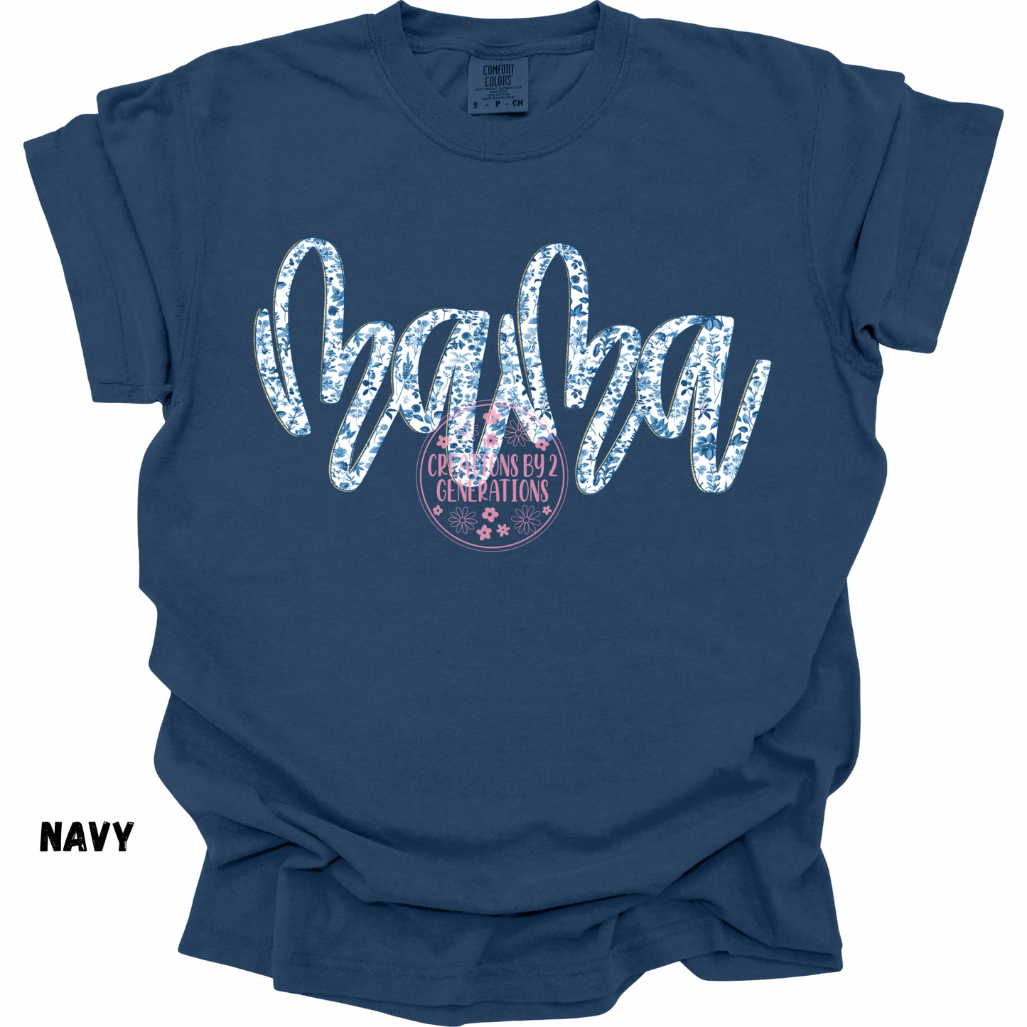 MAMA BLUE WHITE CURSIVE