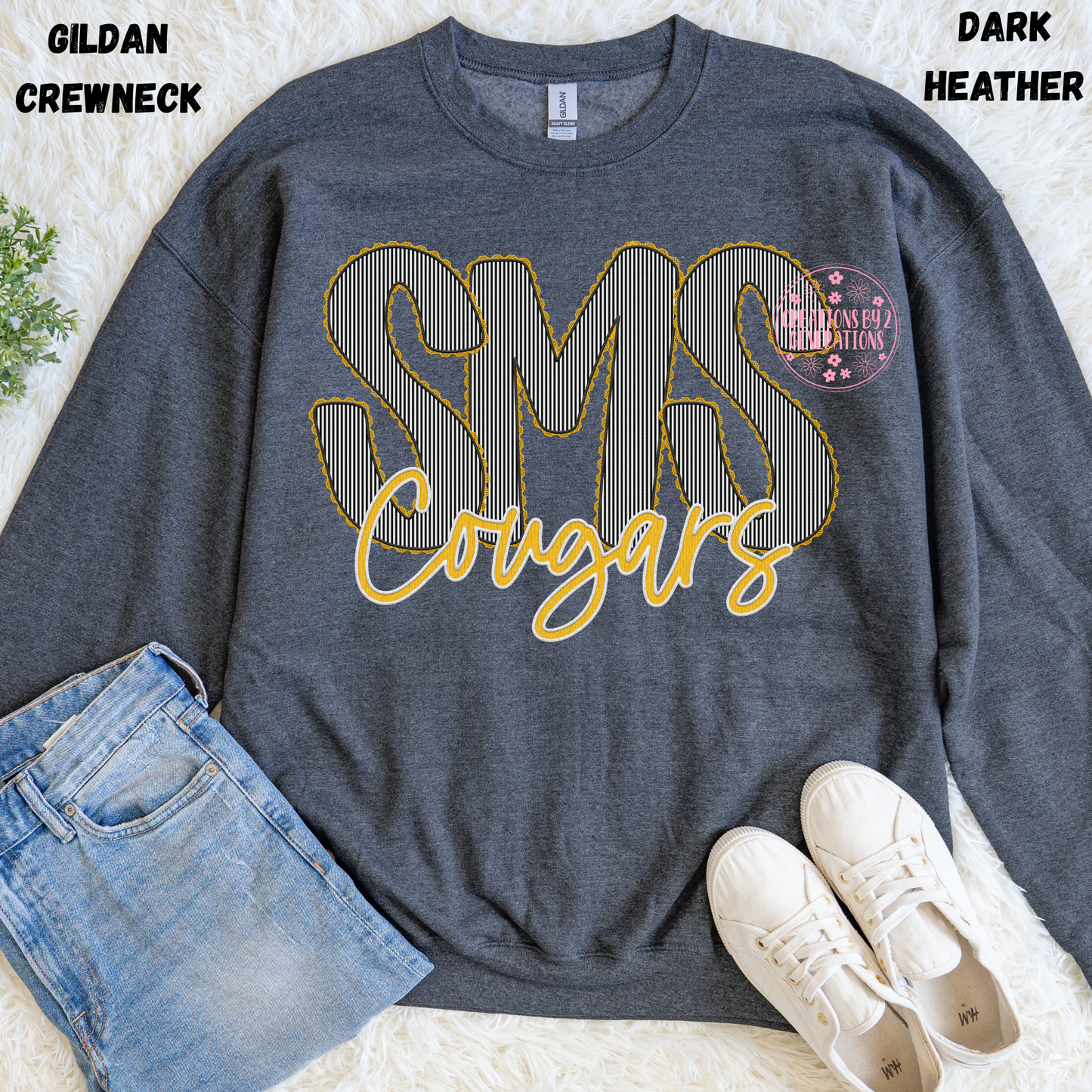 SMS COUGARS STRIPES FAUX EMBROIDERY PRINT