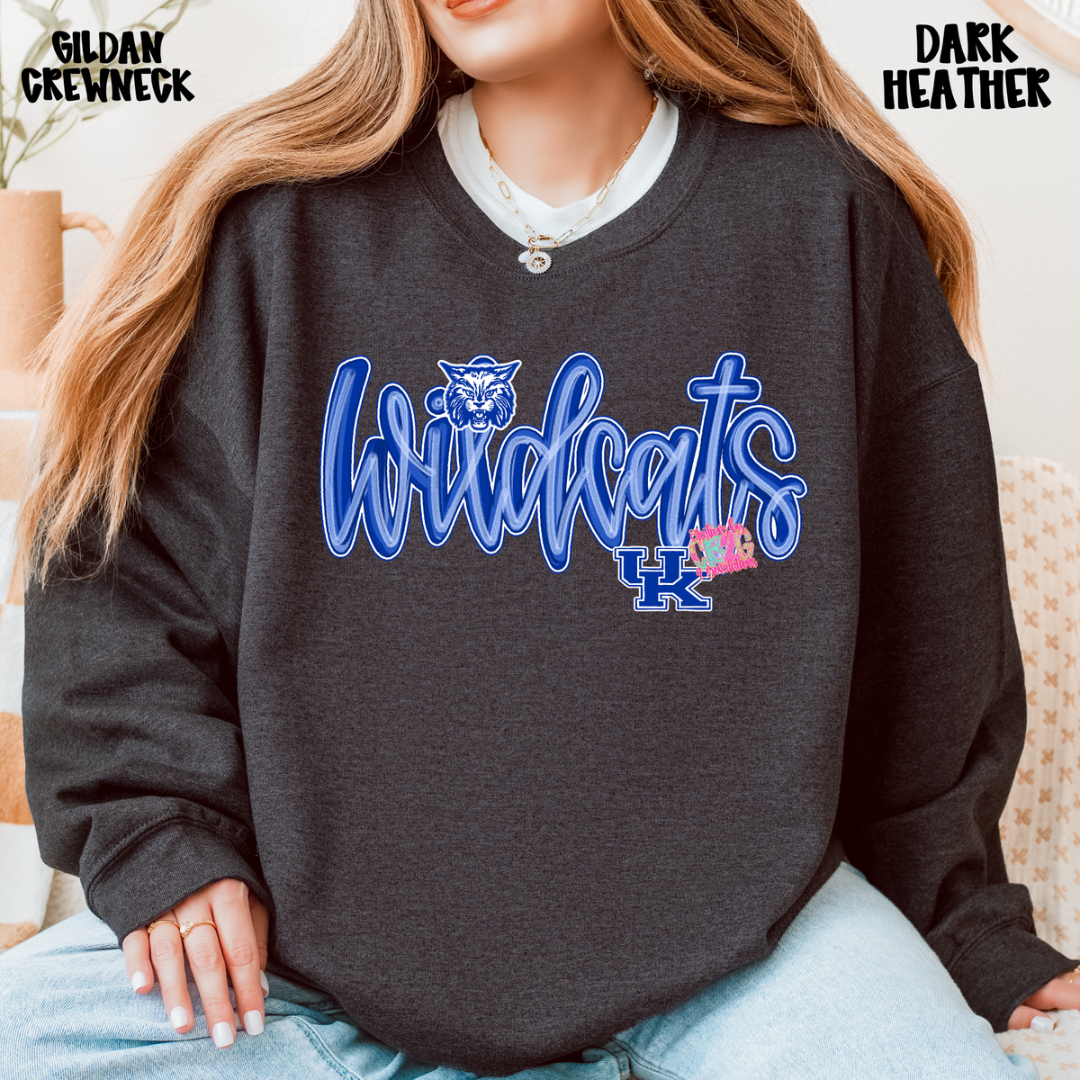 WILDCATS CURSIVE BLUE/WHITE SWEATSHIRT PREORDER