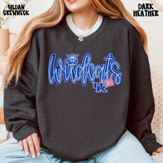 WILDCATS CURSIVE BLUE/WHITE SWEATSHIRT PREORDER (YOUTH)
