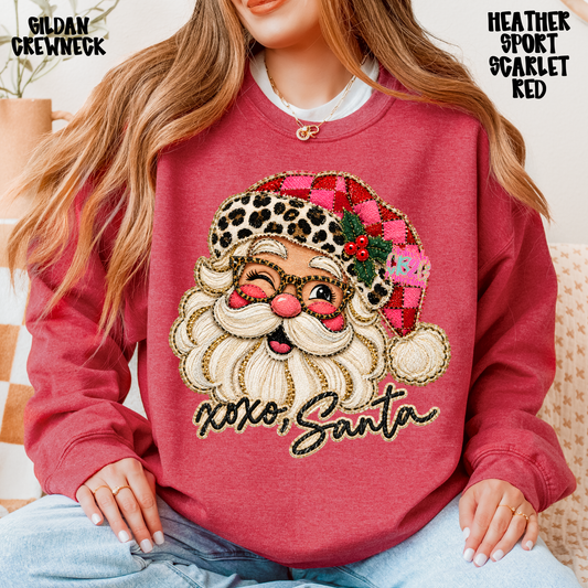 XOXO SANTA FAUX TEXTURED SWEATSHIRT PREORDER