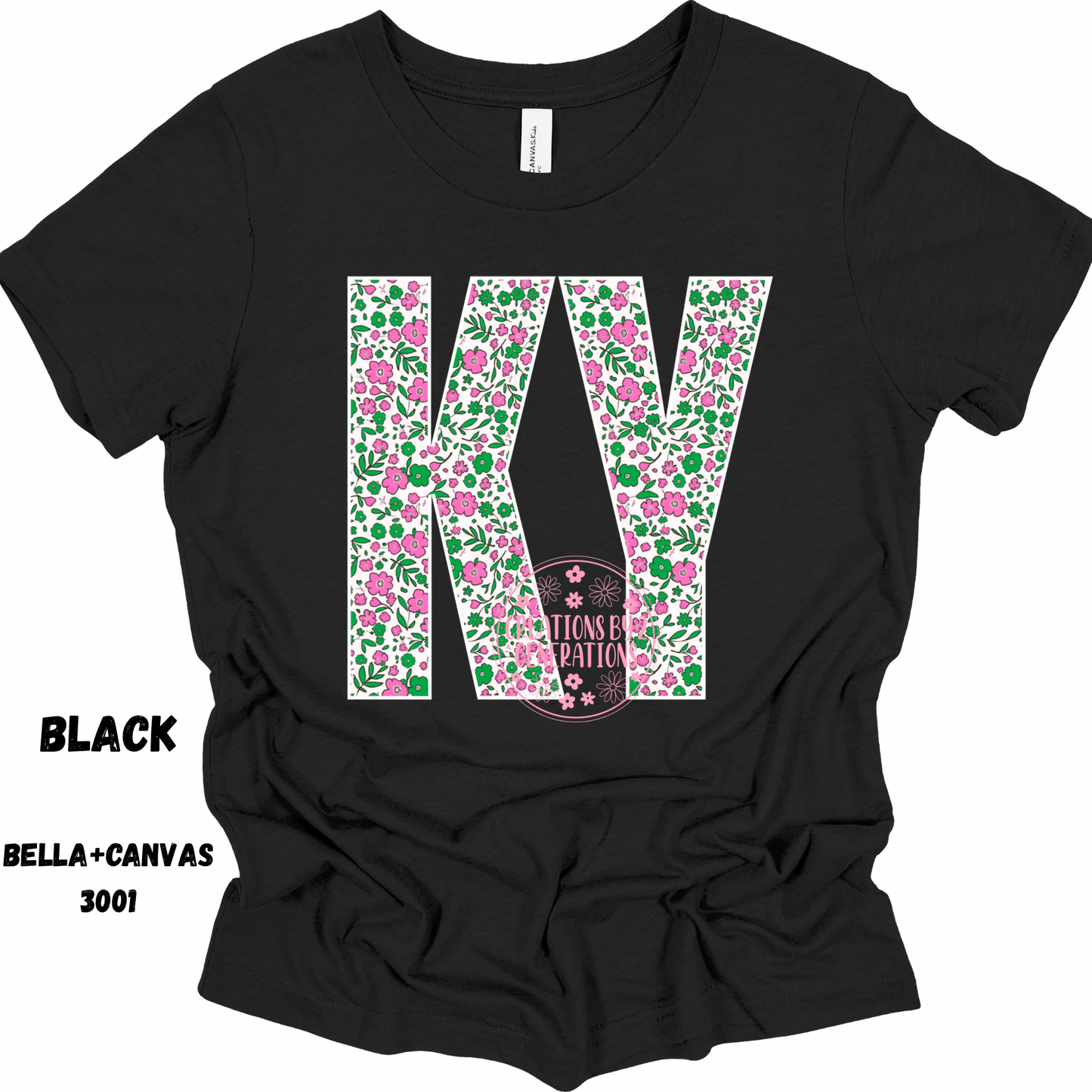 KY PINK GREEN FLORAL BELLA+CANVAS SS