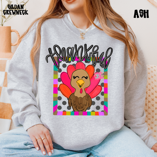 THANKFUL CURSIVE TURKEY SWEATSHIRT PREORDER