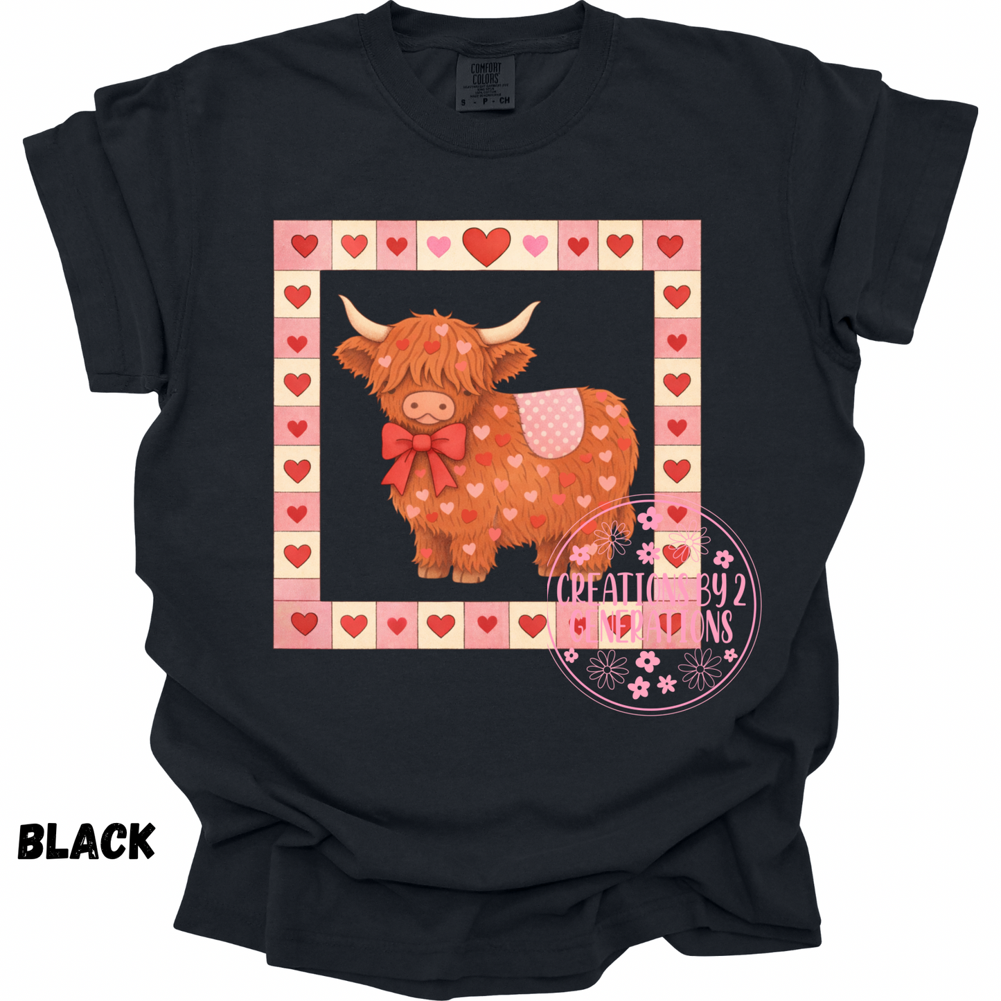 HIGHLAND COW VALENTINE QUILT SQUARE
