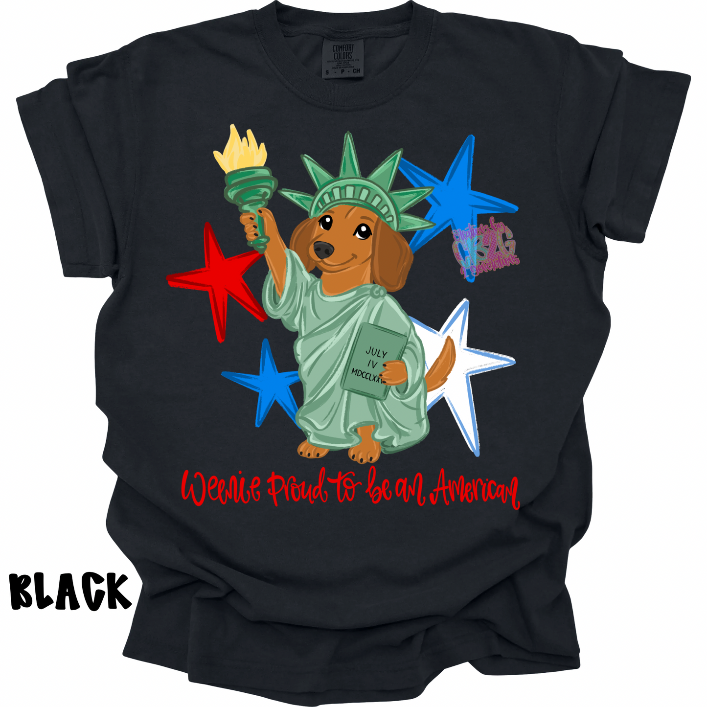 WEENIE PROUD TO BE AN AMERICAN WITH WORDS PREORDER