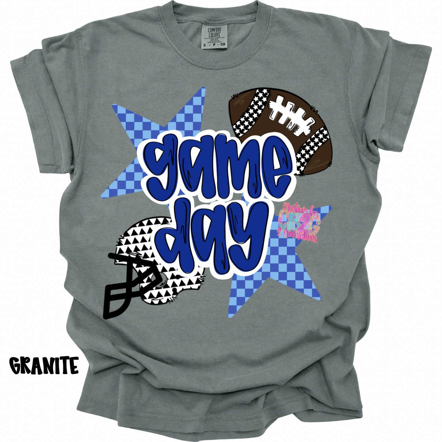 GAME DAY BLUE CHECKERED STARS FOOTBALL PREORDER