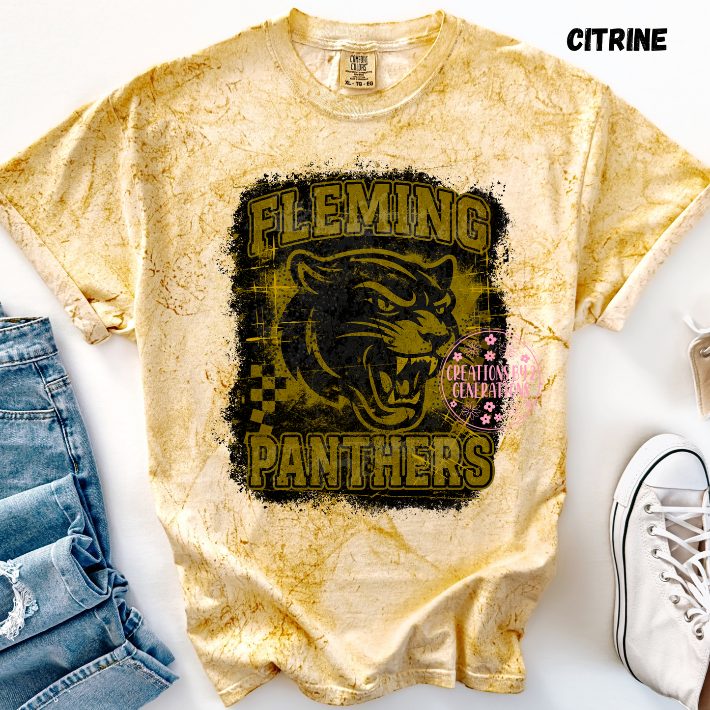 FLEMING PANTHERS DISTRESSED GRUNGE PRINT