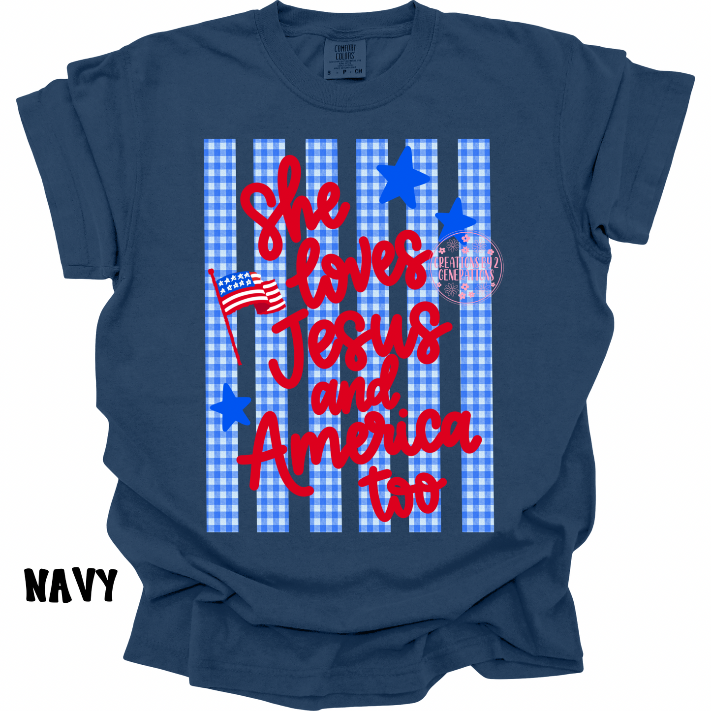 SHE LOVES JESUS AND AMERICA TOO RED WORDS PREORDER