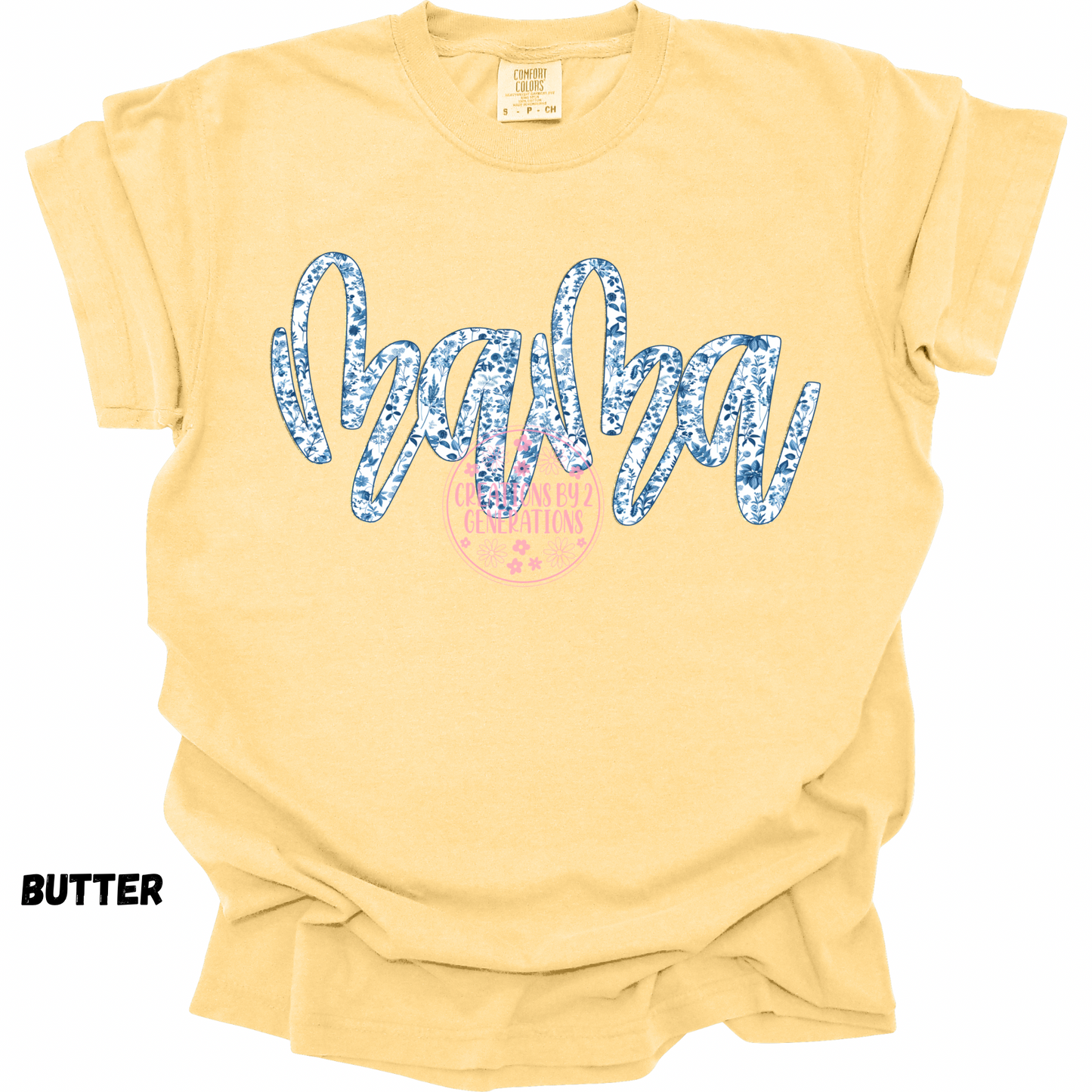 MAMA BLUE WHITE CURSIVE