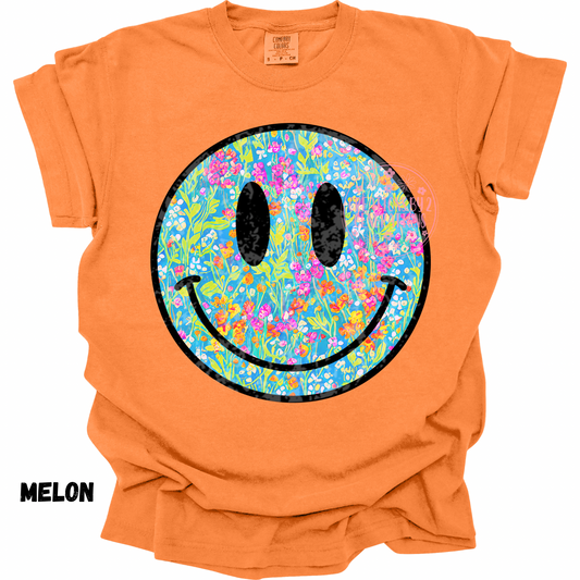 FLORAL BLACK OUTLINE SMILEY FACE PREORDER (YOUTH)