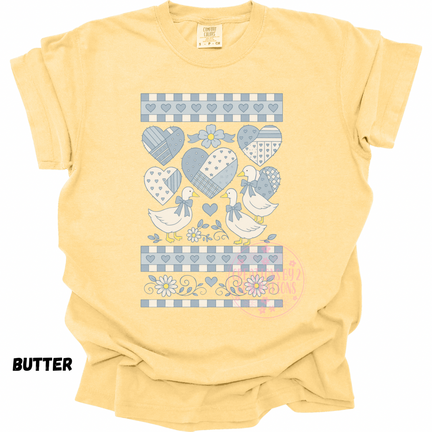 GEESE WITH HEARTS AND FLOWERS