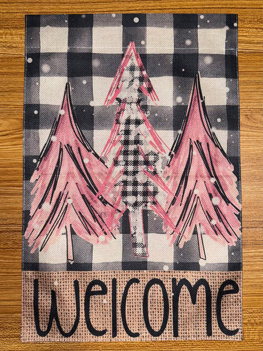 WELCOME PINK TREES FLAG