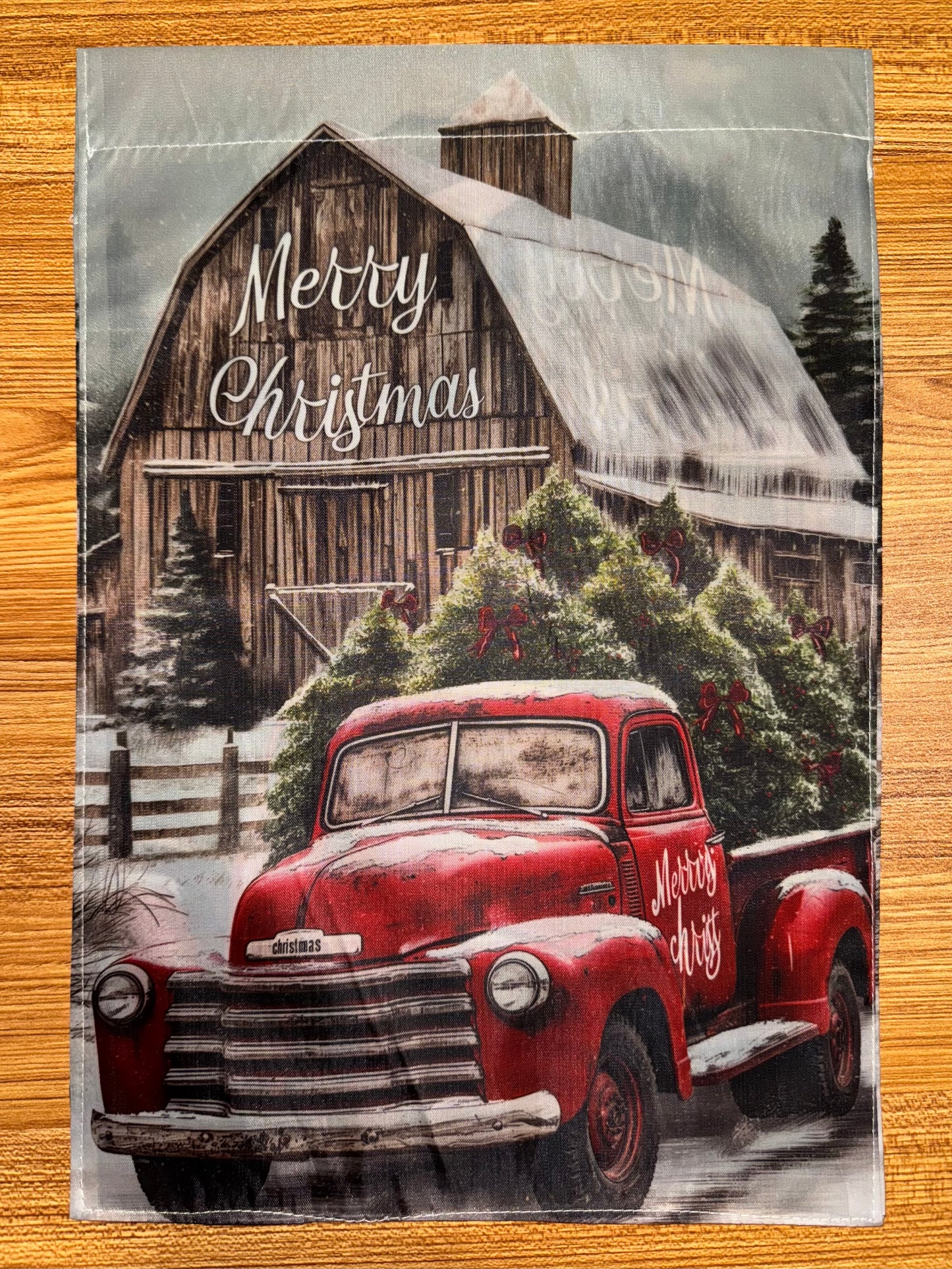 MERRY CHRISTMAS BARN & TRUCK FLAG