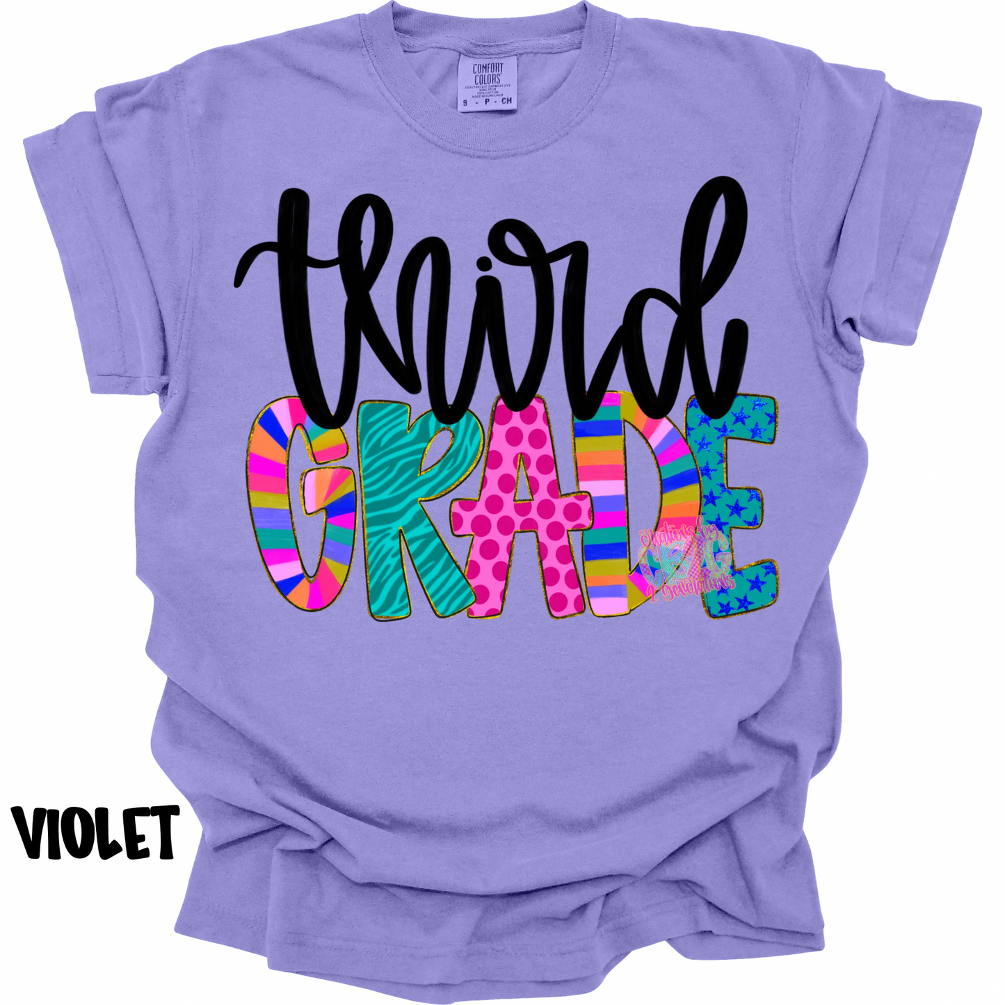 THIRD GRADE COLORFUL PATTERNS BLACK CURSIVE PREORDER (YOUTH)