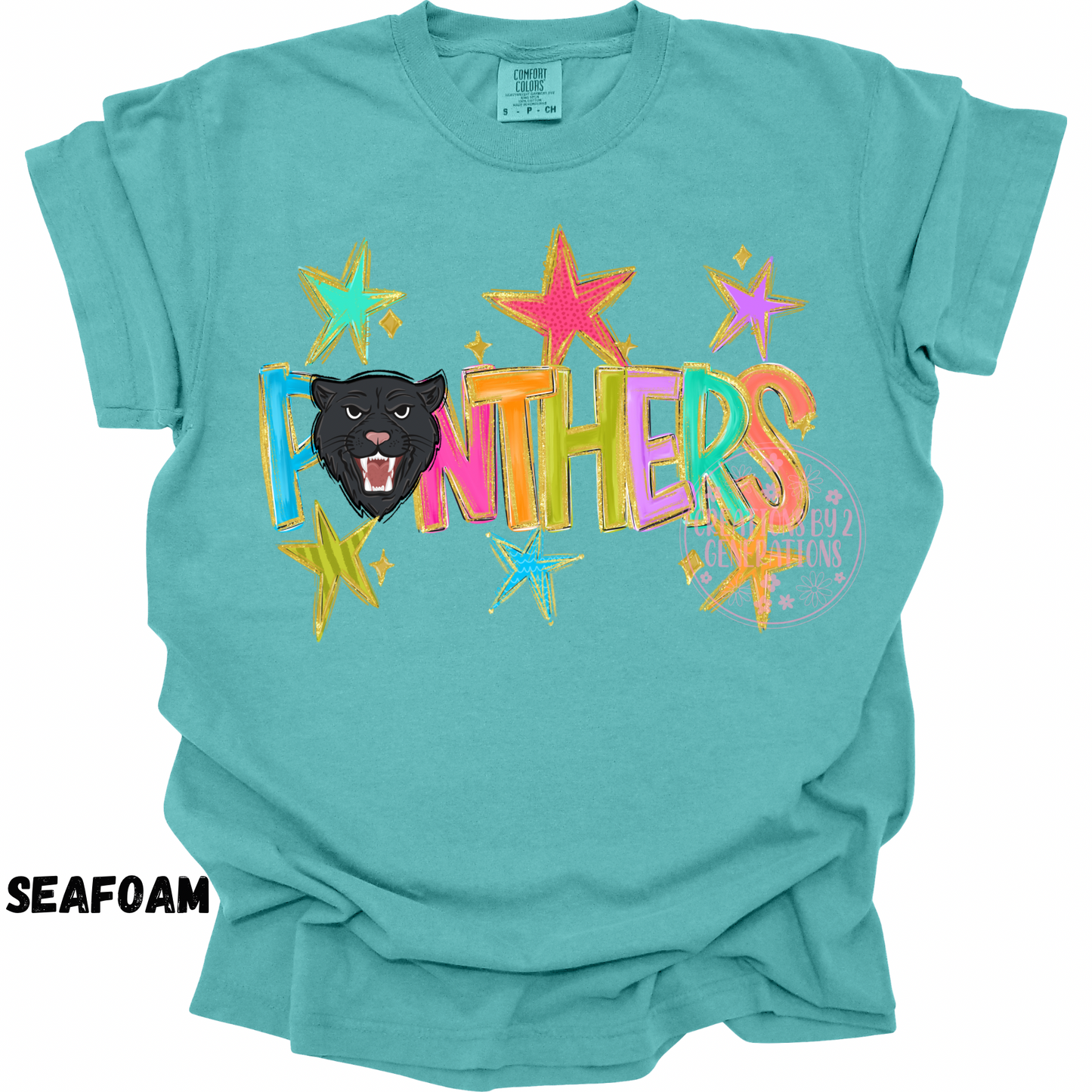 PANTHERS WITH MULTICOLORED STARS