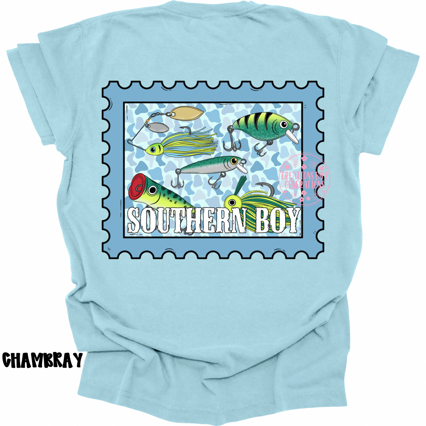 SOUTHERN BOY FISHING BAITS BLUE CAMO WITH FRONT POCKET DESIGN PREORDER