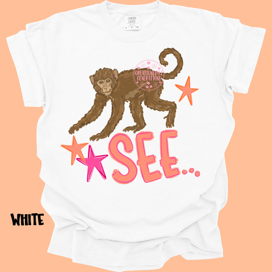 MONKEY SEE (FRONT) MONKEY DO! (BACK) PINK/ORANGE PREORDER (YOUTH)