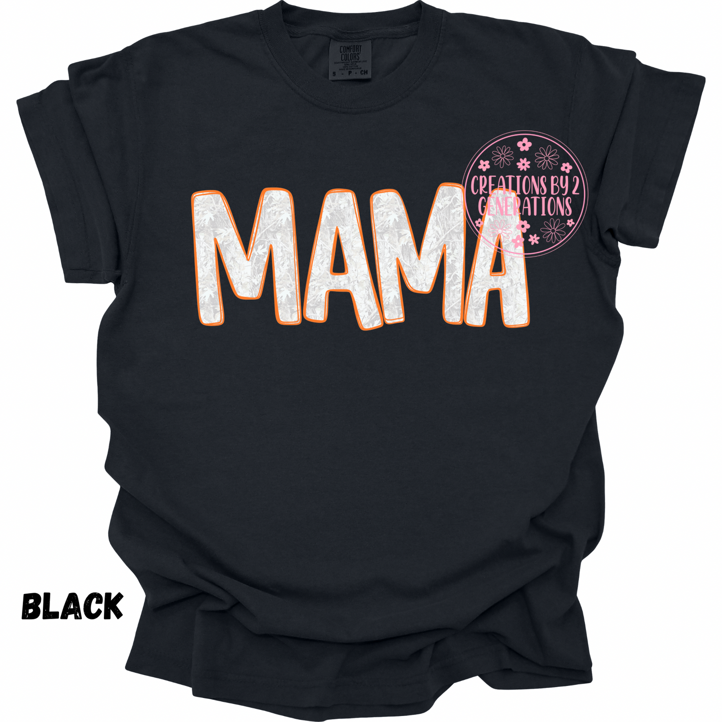 MAMA WHITE CAMO WITH ORANGE OUTLINE