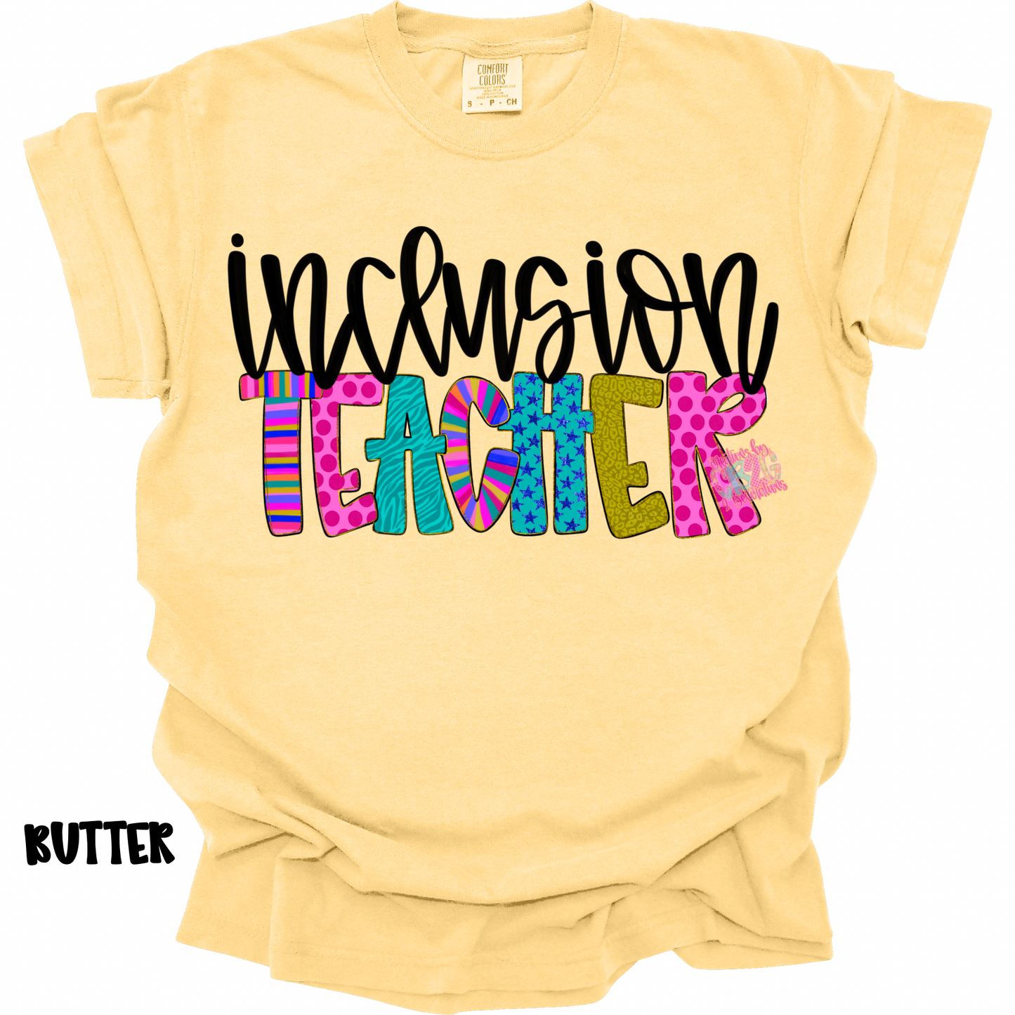 INCLUSION TEACHER COLORFUL PATTERNS BLACK CURSIVE PREORDER