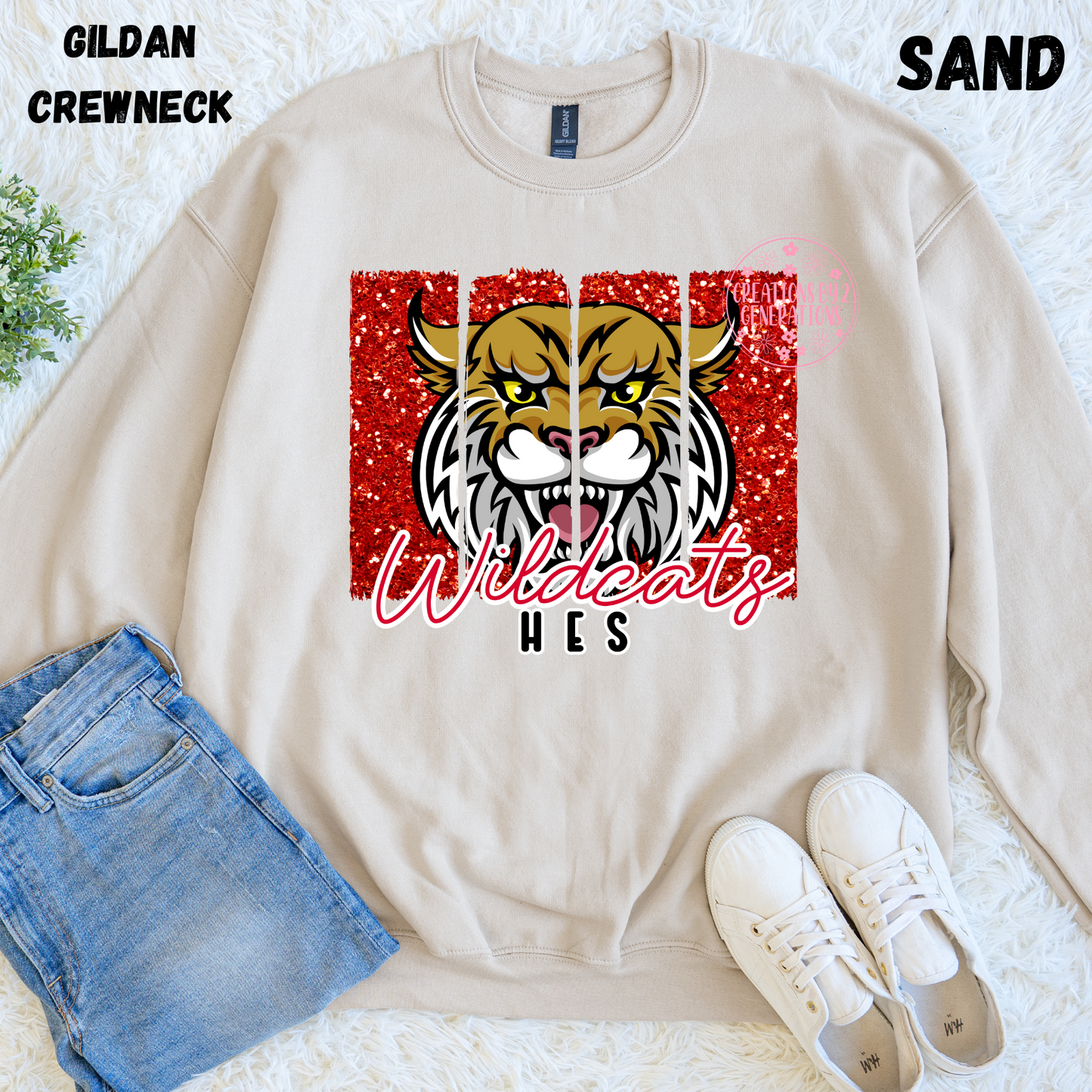 WILDCATS HES RED GLITTER BACKGROUND SWEATSHIRT PREORDER