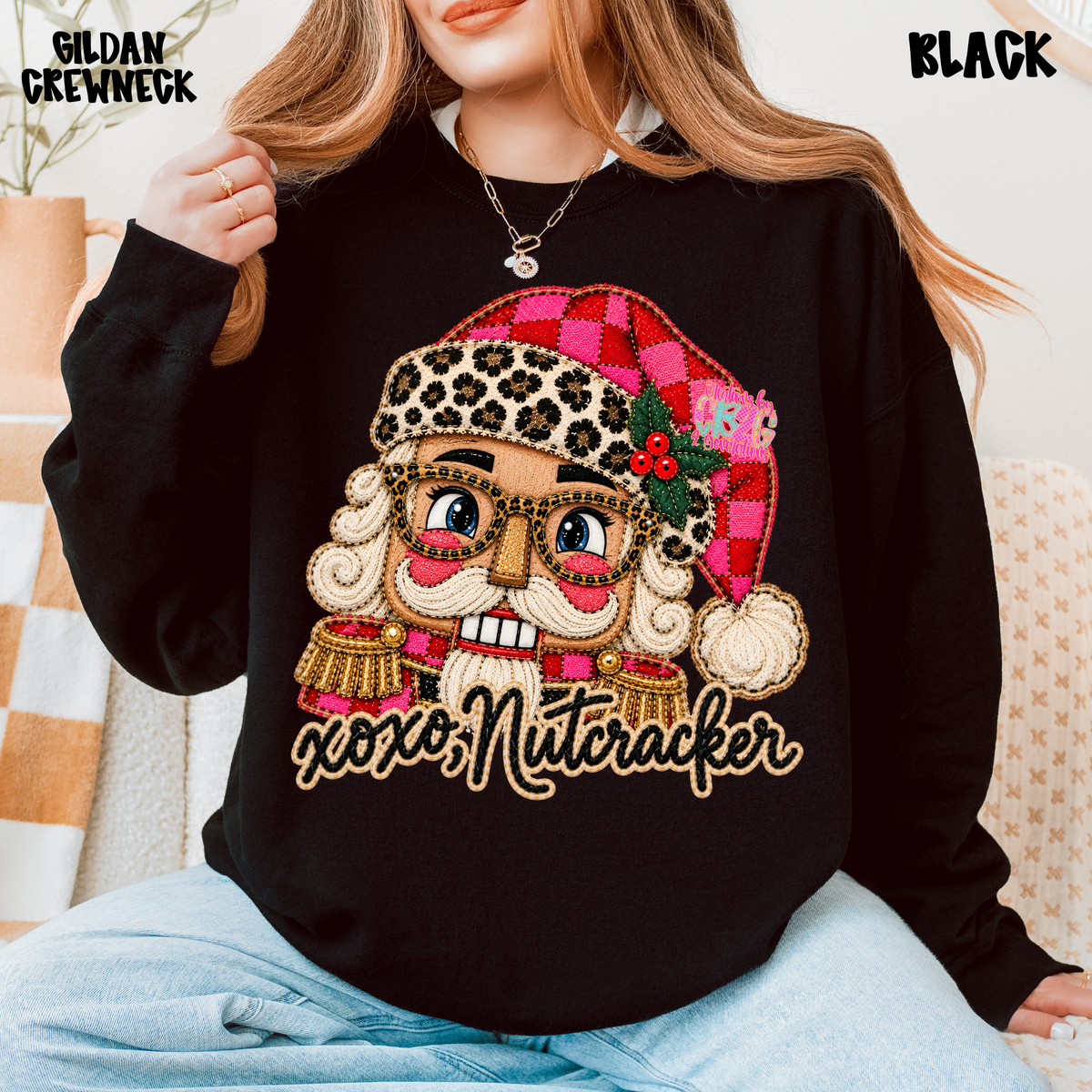 XOXO NUTCRACKER FAUX TEXTURED SWEATSHIRT PREORDER
