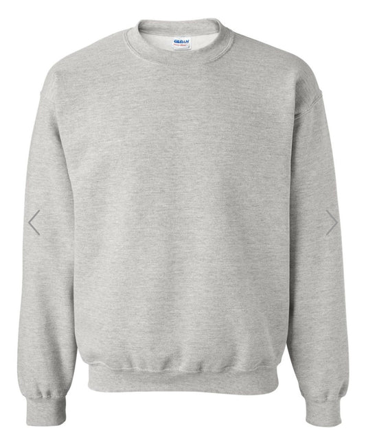 SMALL ASH GILDAN-HEAVY BLEND CREWNECK SWEATSHIRT